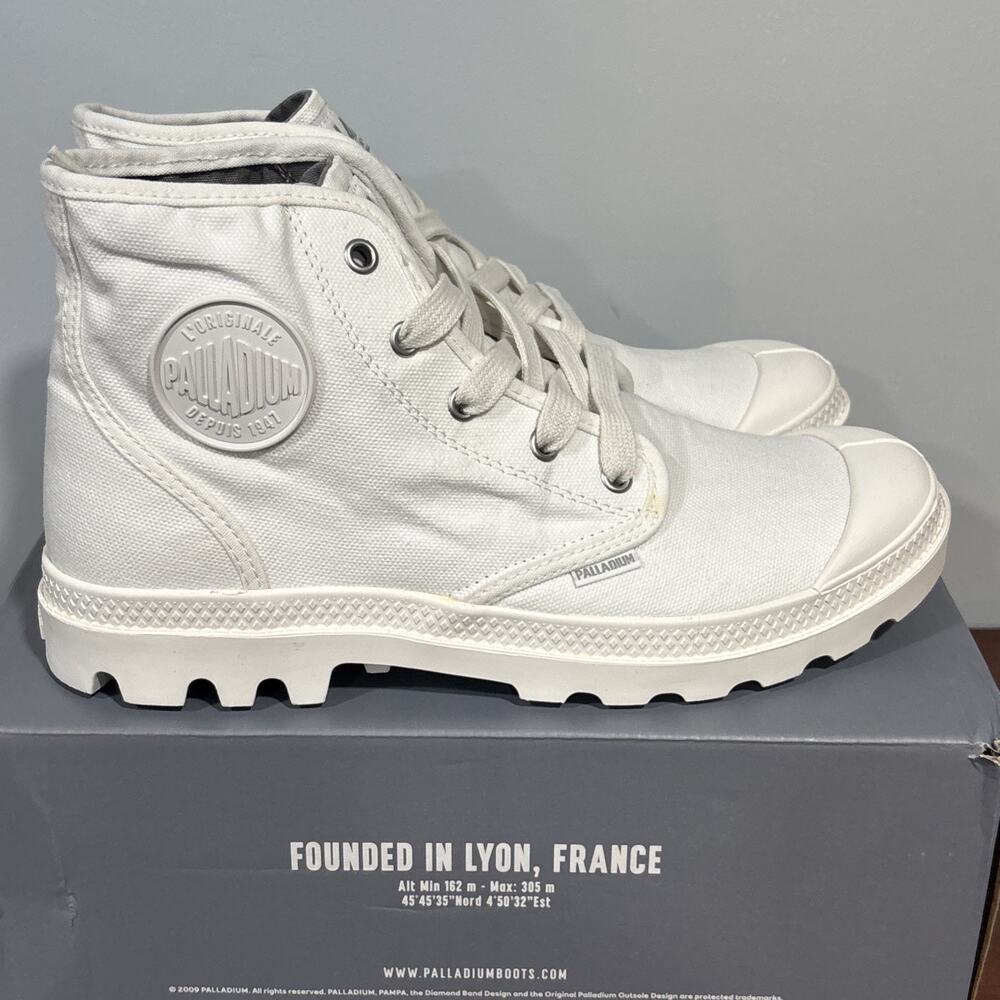 PALLADIUM PAMPA HI ORIGINAL CANVAS BOOTS WHITE HIGH TOP SNEAKERS WOMENS 9.5 READ - Picture 4 of 12